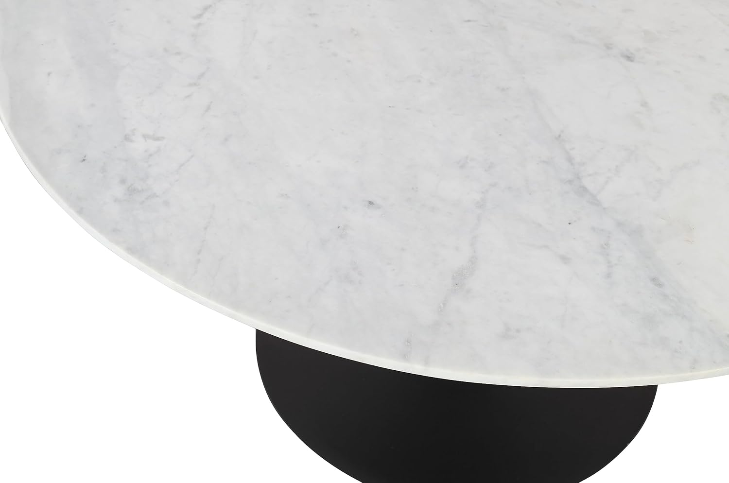 Rowan 42" White Marble Round Dining Table with Black Iron Base