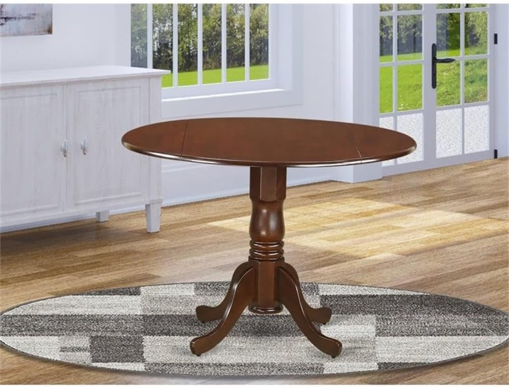 East West Furniture,Dublin Round Table With Two 9" Drop Leaves In A Mahogany Finish