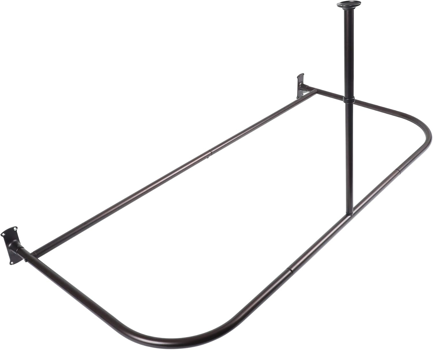 Rustproof 60 in. Large Size by 25 in. Aluminum D-Shape Shower Rod in Black