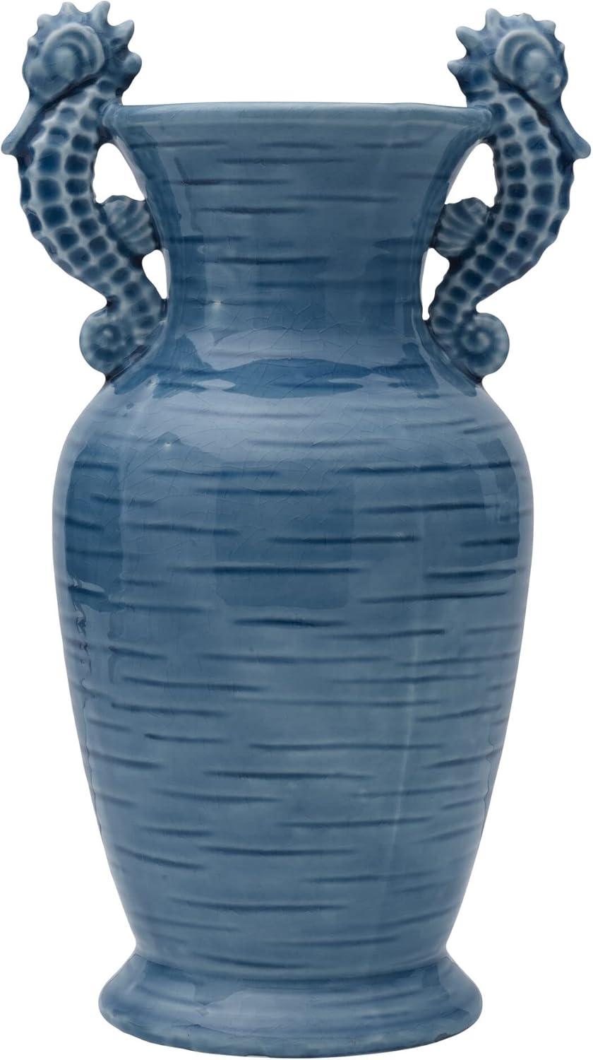 Fitz and Floyd Fitz & Floyd Coastal Home Seahorse Vase, Aqua