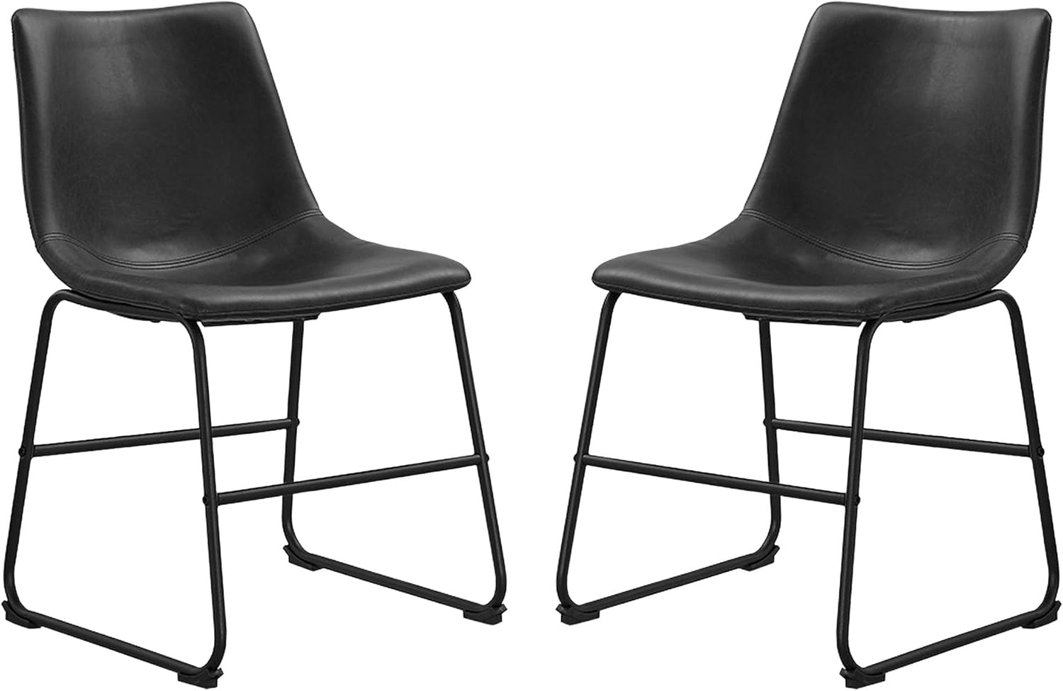 ONKER  Douglas Urban Industrial Faux Leather Armless Dining Chairs, Set of 2, Grey