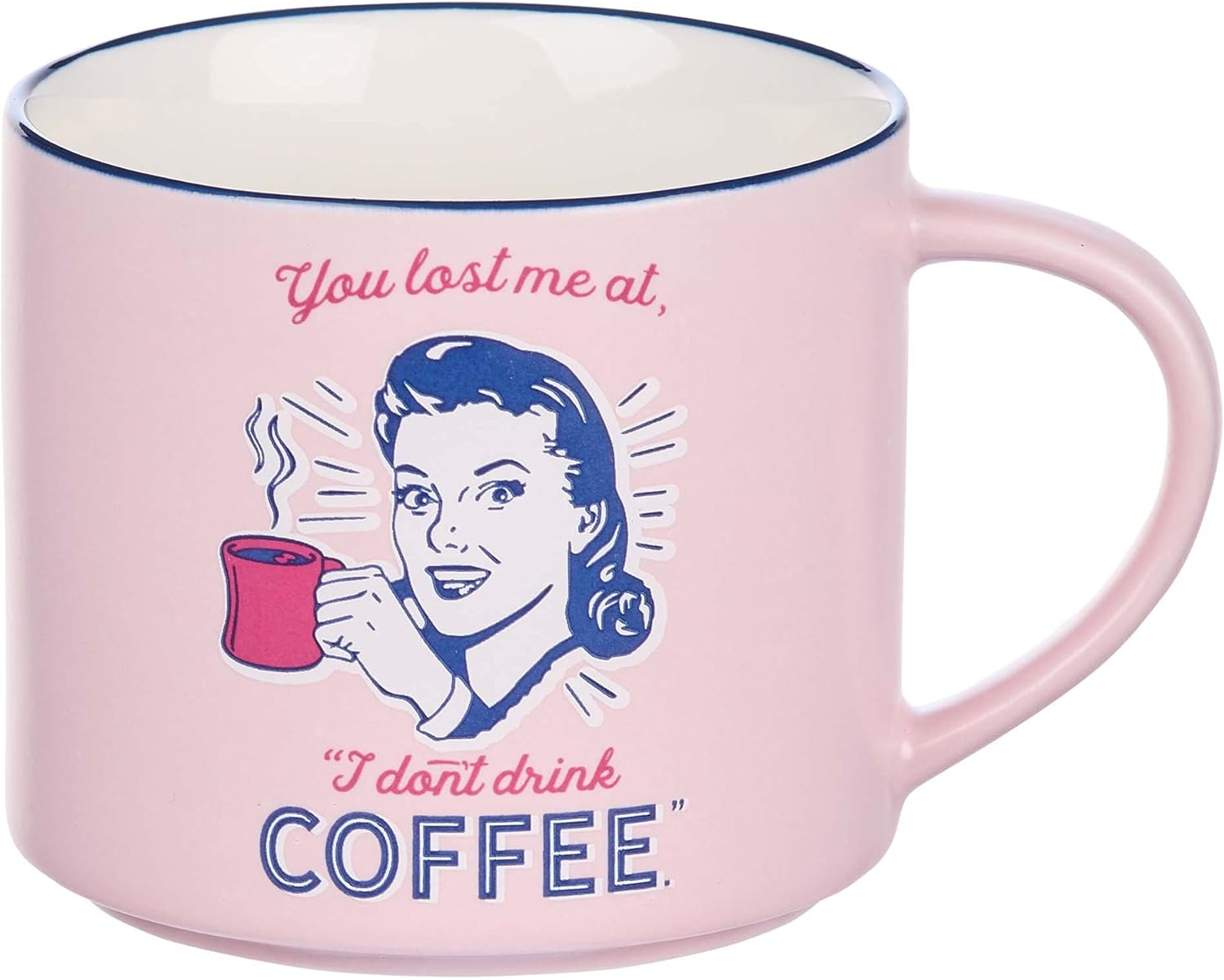 Bless Your Soul XL Pink Coffee Mug You Lost Me At No Coffee, Funny Birthday Gifts for Women, Mom, Co-worker Boss, Retro-Inspired Designs - 15oz Cup