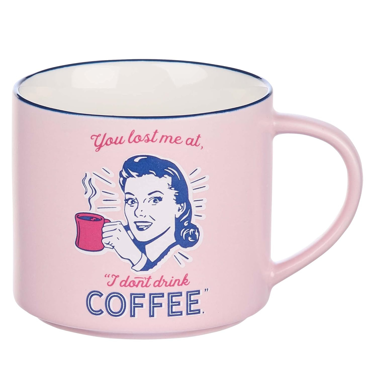 Bless Your Soul XL Pink Coffee Mug You Lost Me At No Coffee, Funny Birthday Gifts for Women, Mom, Co-worker Boss, Retro-Inspired Designs - 15oz Cup