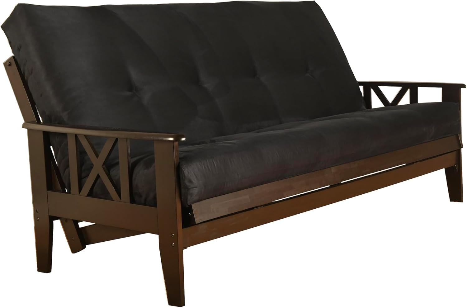 Kodiak Full Size Futon Mattress Only Innerspring in Suede Microfiber Fabric (Black)