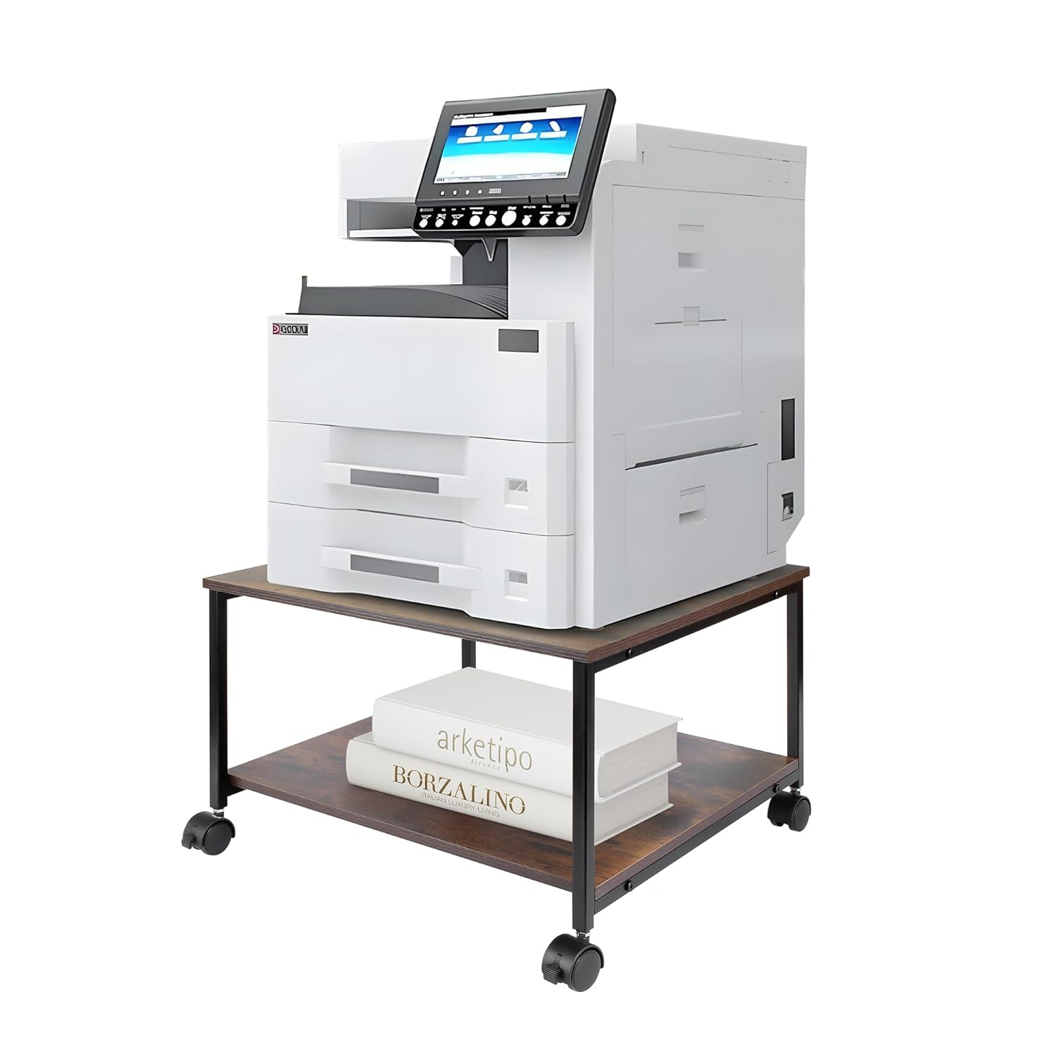 EMERIT Printer Stand,19.5''x19.5''x12.8'' 2 Tier Large Printer Laser Table Heavy Duty Rolling Printer Cart with Wheels for Home Office -100 LBS Each Tier