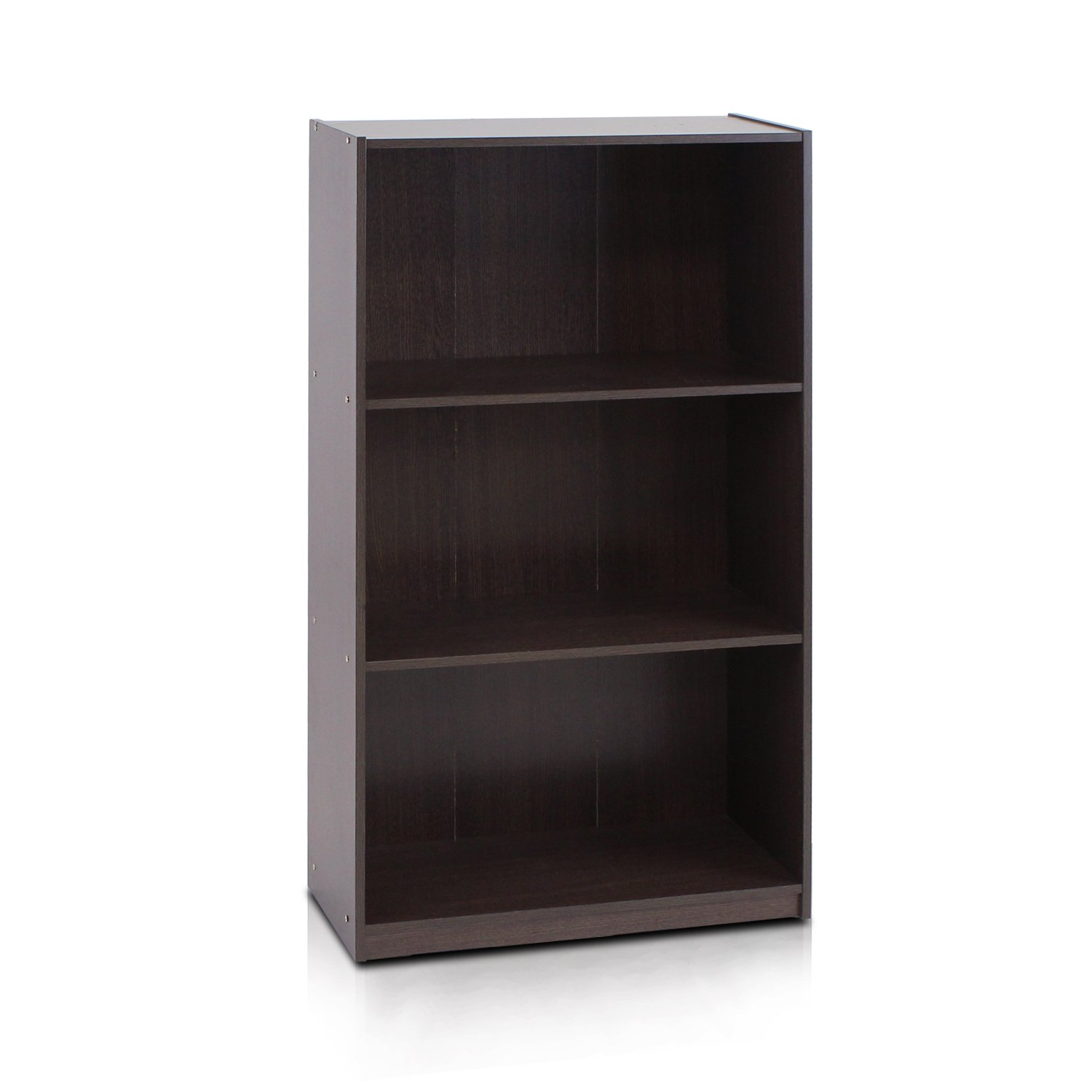 Furinno Basic 3 - Tier Bookcase Storage Shelves, Dark Brown