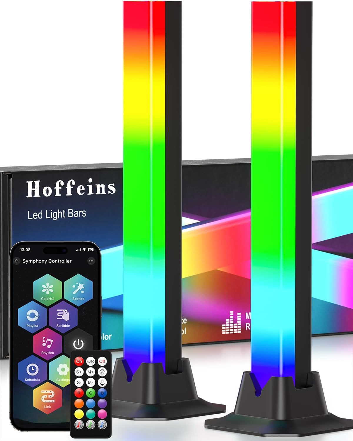 RGB Light Bars Led Light Bar with 16 Million Colors Music Sync Smart APP & Remote Control Timing Function Color Changing Ambient Lighting for Room TV Backlight PC Gaming Monitor Desk