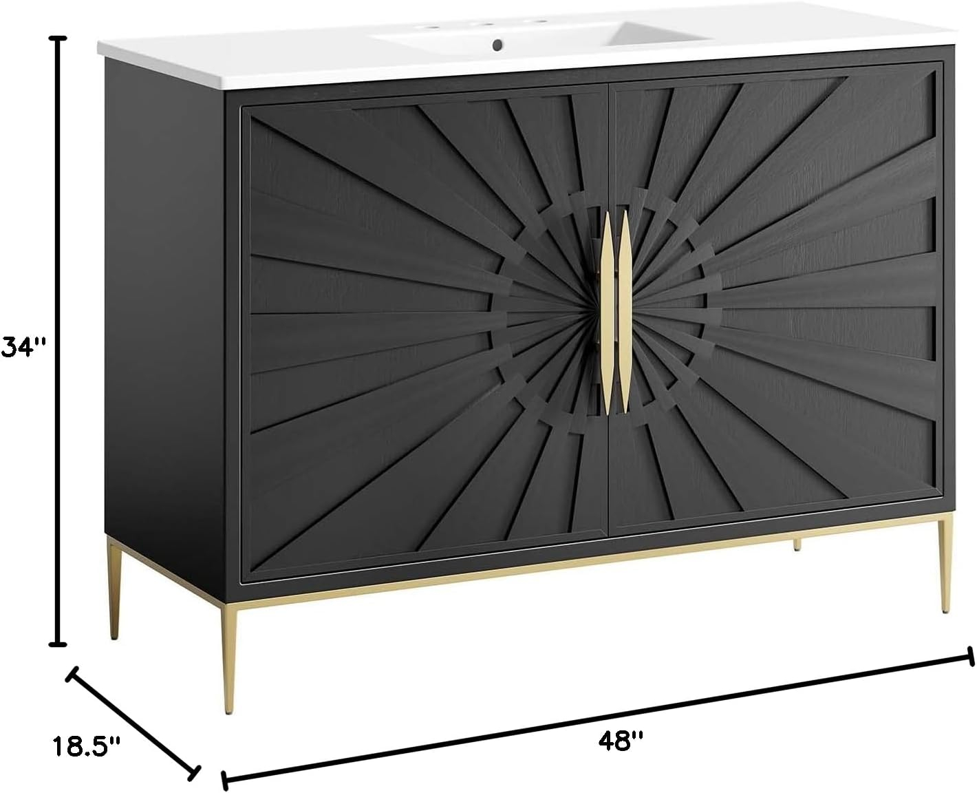 Modway Awaken 48" Bathroom Vanity in White Black
