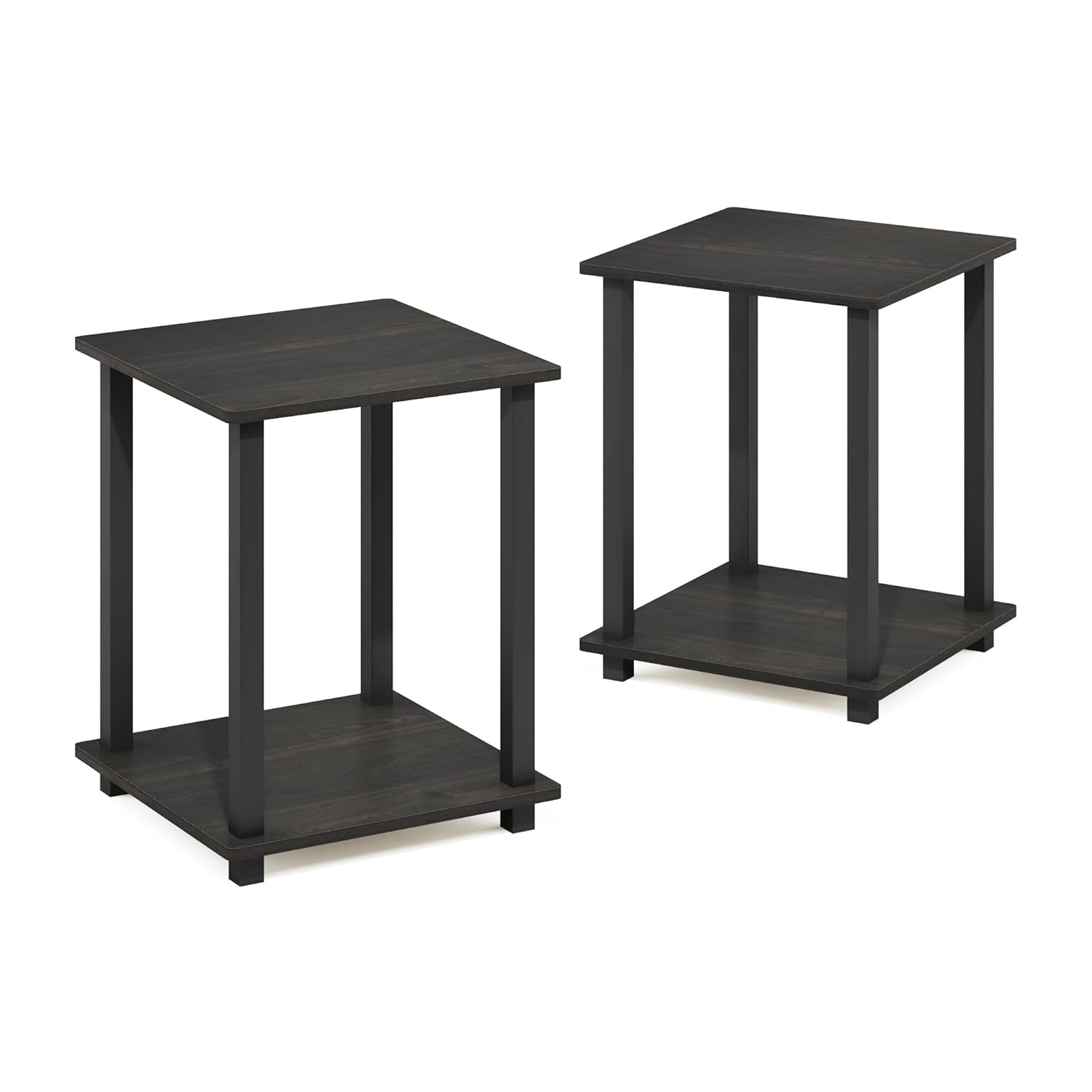 Espresso Black Simplistic Square Wood End Table Set