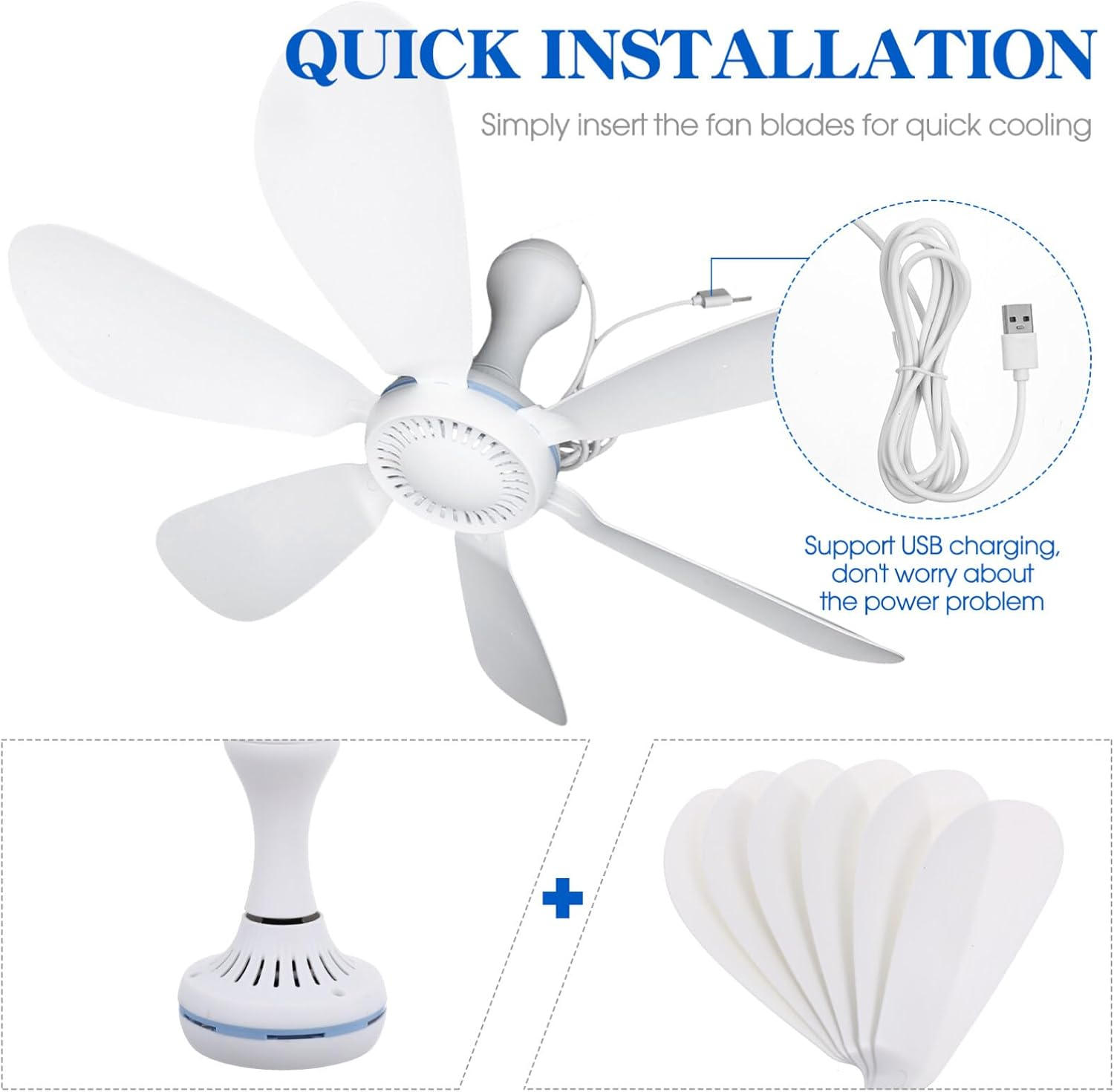 Outdoor Camping Ceiling Fan Tent Fan Hanging Fan Usb Powered Tent Canopy Fan