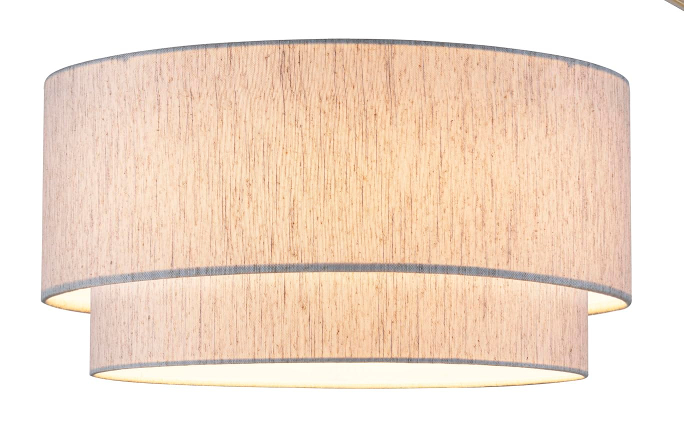 Artiva USA 16.5"X16.5" X 8"H Large Premium Double Drum Linen Shade - TAN, Fully Assemble, One Piece Shade