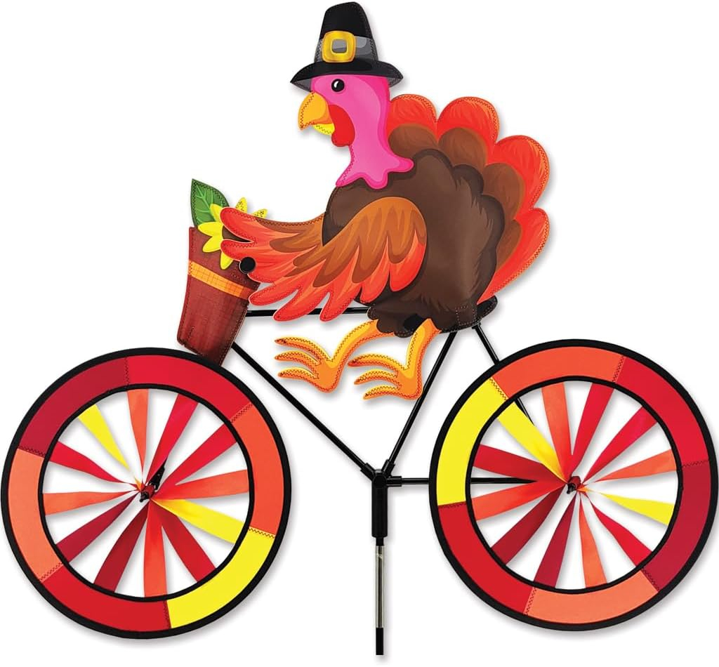 Fall Turkey Bicycle Spinner with Colorful Wheels