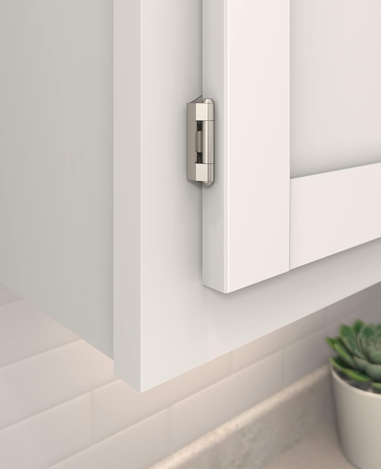Satin Nickel Self-Closing Partial Wrap Cabinet Door Hinge