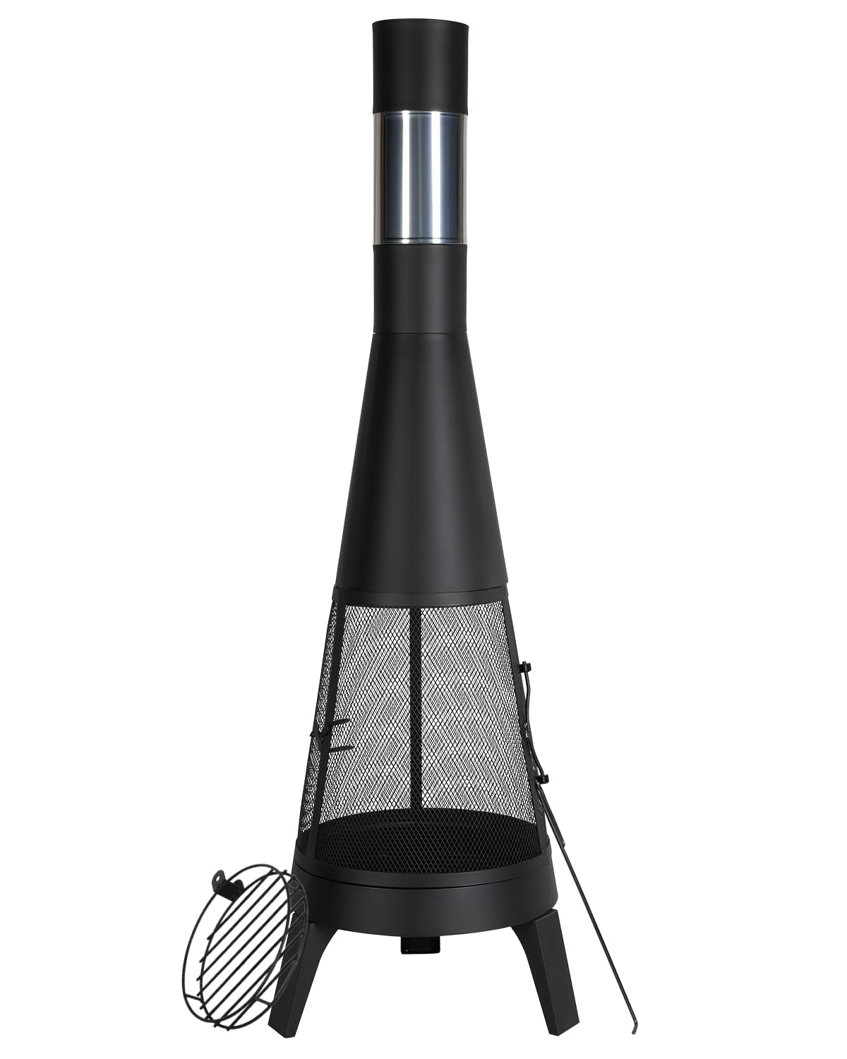 VEVOR Chiminea, 22 Inch Outdoor Wood Burning Firepit, Iron Spherical Fireplace for BBQ & Warming, Wooden Fire Pit with Grill Mesh, Chimney Coat & Rustproof Chiminea Lid, for Patio, Garden, Backyard