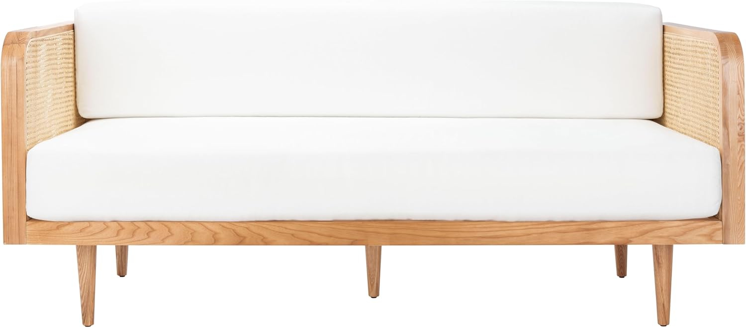 Helena Ivory Linen and Natural Ash Wood Twin Daybed with Drawer