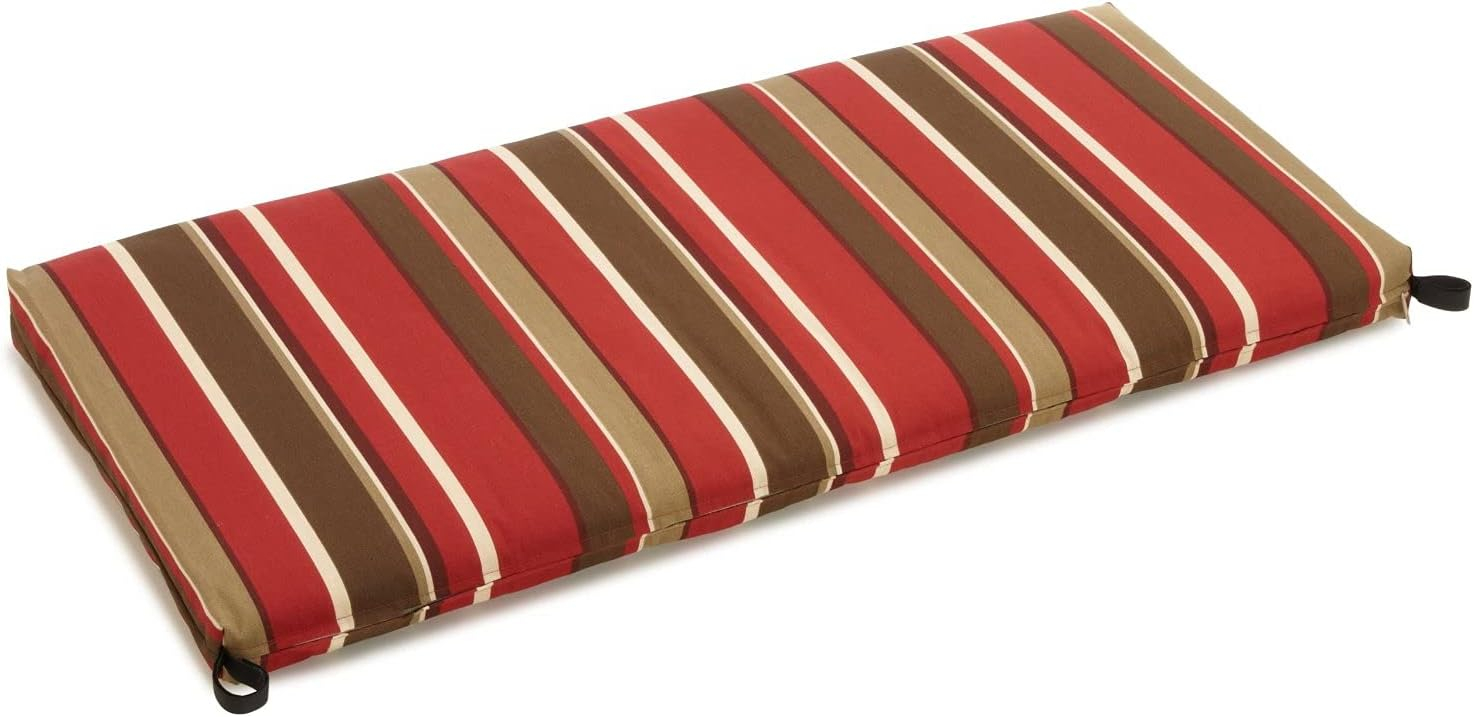 Striped Red and Brown Polyester Outdoor Loveseat Cushion