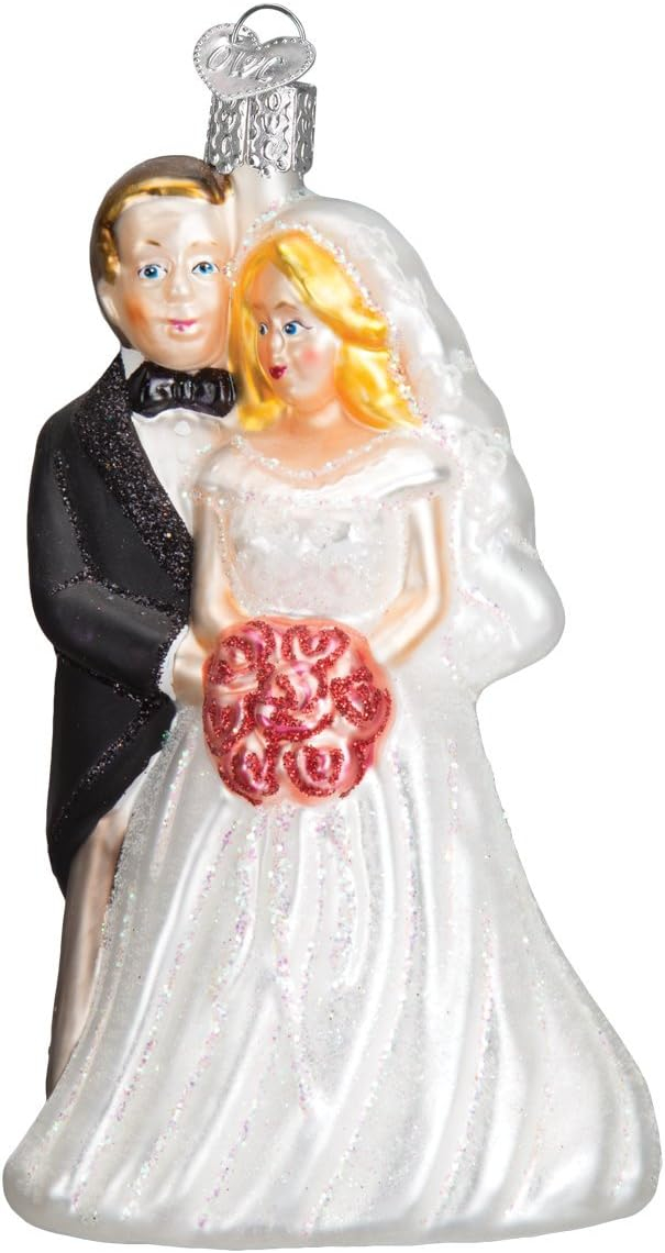 Old World Christmas Bride and Groom Gifts Glass Blown Ornaments for Christmas Tree Bridal Couple