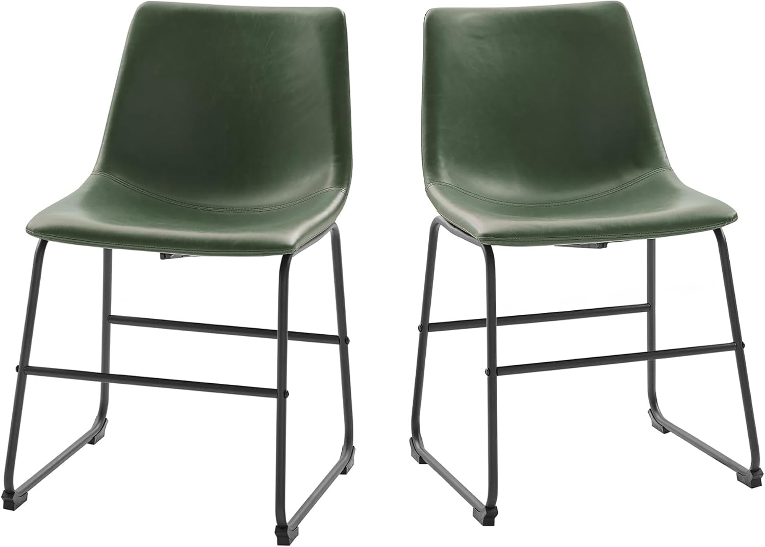 Walker Edison Urban Industrial Faux Leather Dining Chairs, Set of 2, Green