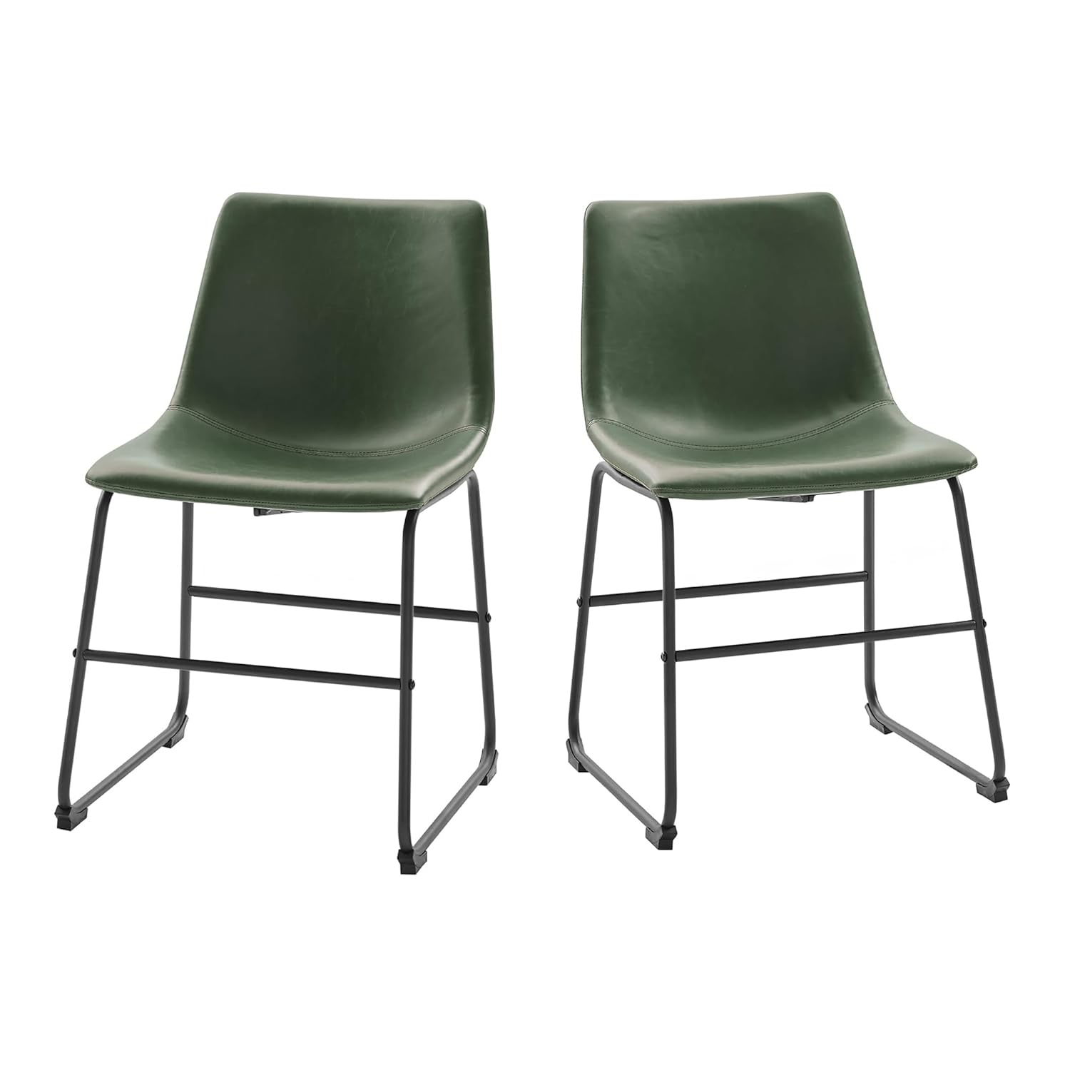 Modern Black Faux Leather Side Chair with Alloy Steel Frame
