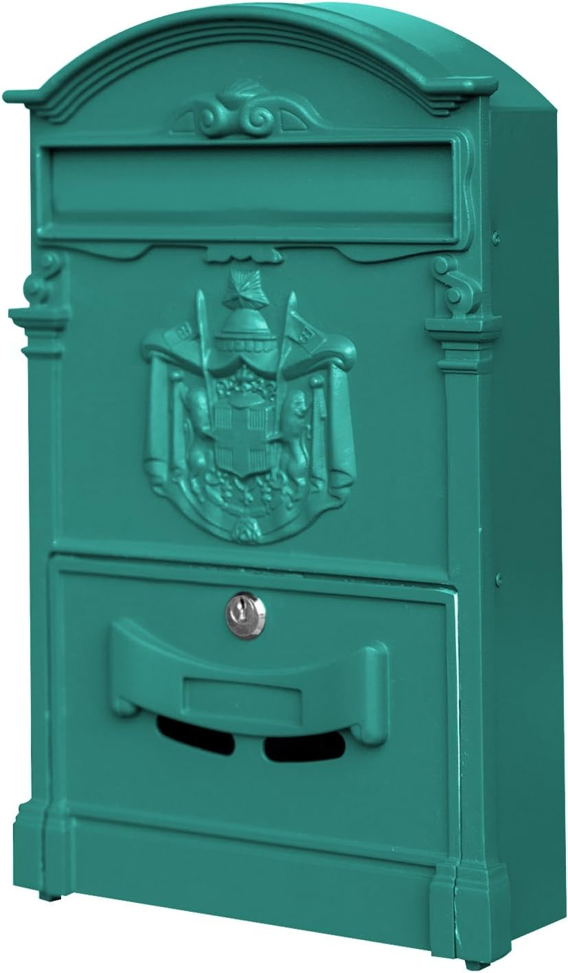 Wall Mount Mailboxes, Rust Resistant Locking Wall Mailbox for Outside, Galvanized Steel and Aluminum Stamping Process, Vintage Mailbox with Key Lock Large Capacity Outdoor Decoration, Black