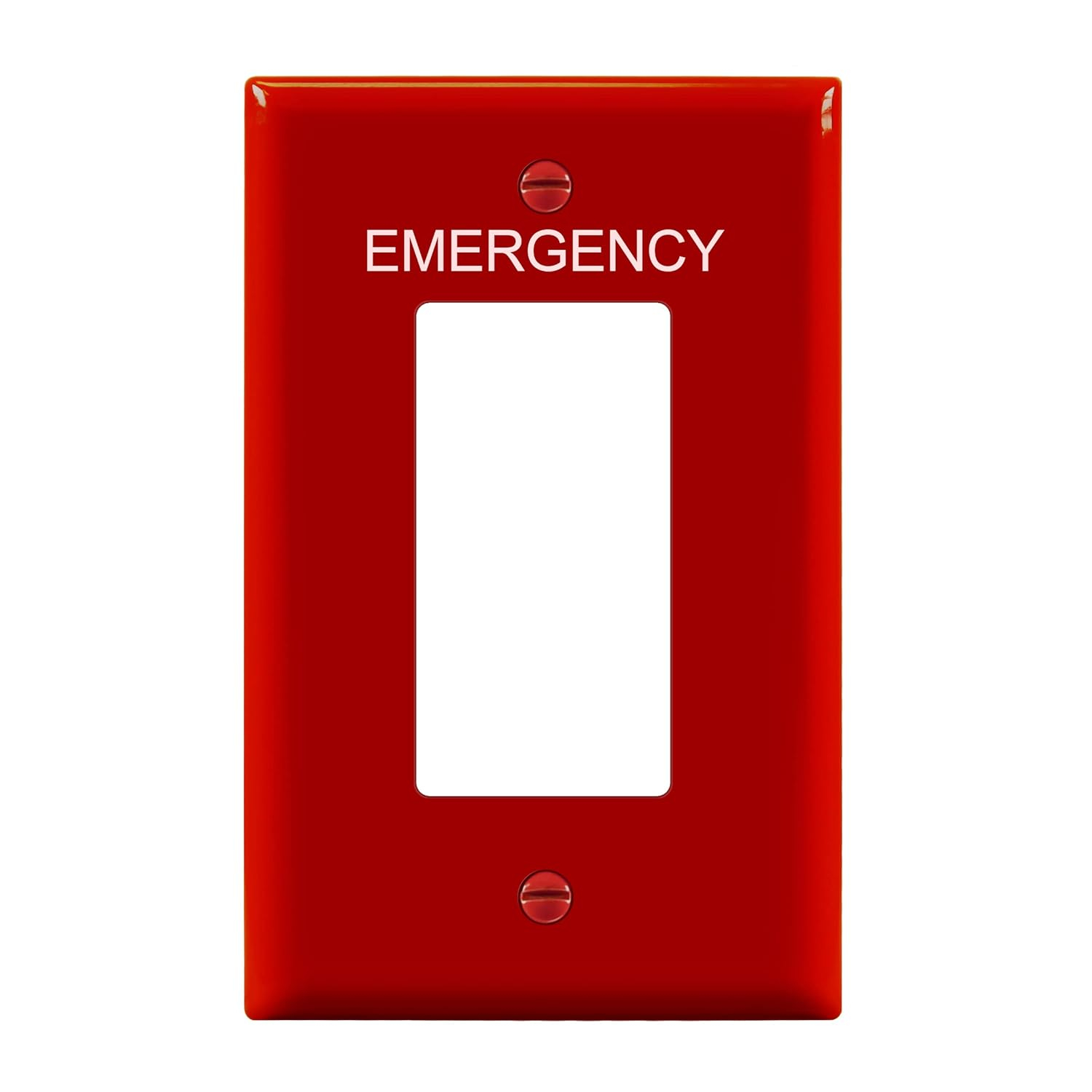 Red Polycarbonate Emergency Label Mid-Size Wall Plate