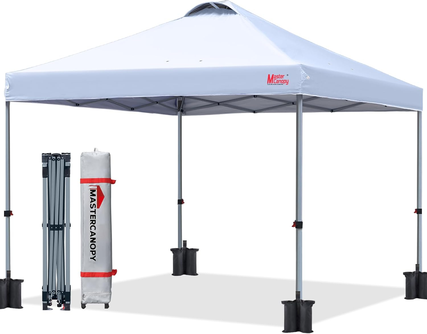 MASTERCANOPY Durable Pop-up Canopy Tent with Roller Bag (10x10, White)