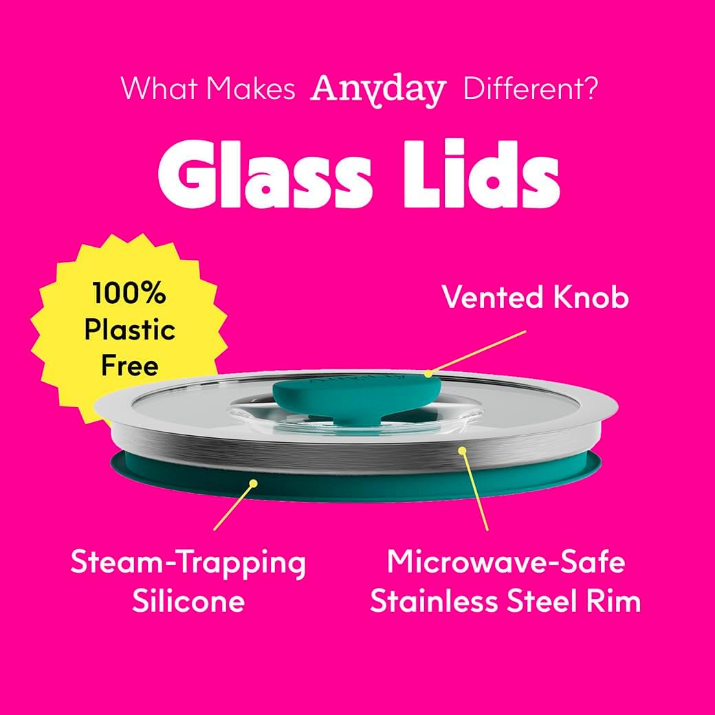 Large Frosted Glass Microwave Cookware Set with Silicone-Rimmed Lids