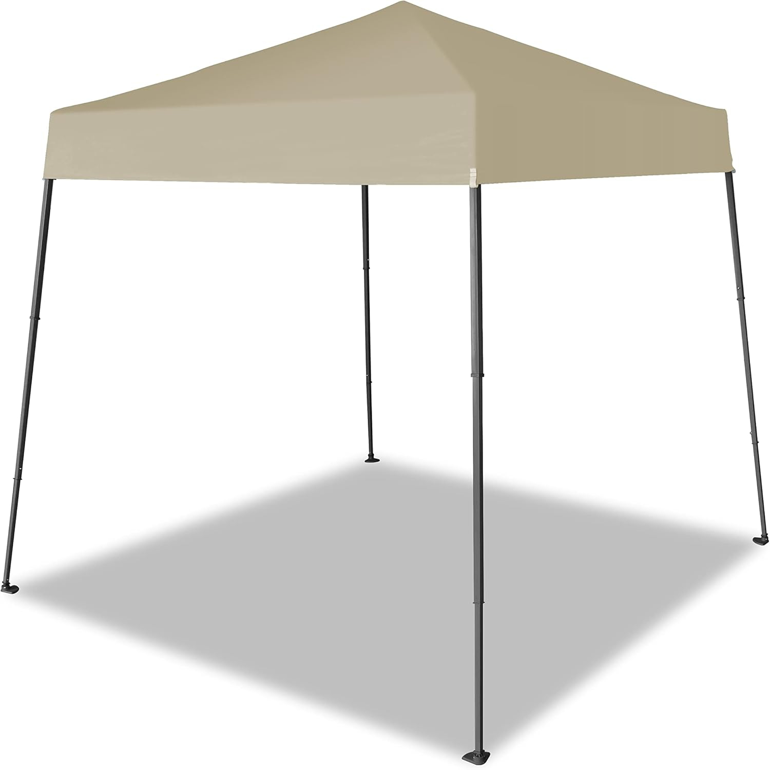 CROWN SHADES 6.5x6.5 Pop up Canopy Tent, Slant Leg Pop Up Beach Tent, 3 Height, Base 8x8 ft, Top 6.5x6.5 ft, Outdoor Canopy with Carry Bag, Beige