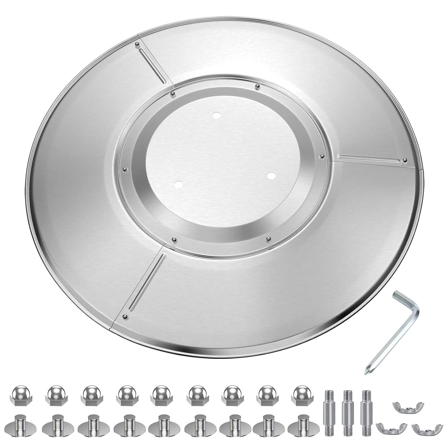 Upgtaded Aluminum Patio Heater Reflector Shield, Propane Outdoor Heater Replacement Parts, Silver Patio Heater Parts, Heat Reflector Shield - Top Dome(3-Hole Mount，33" Diameter Round)