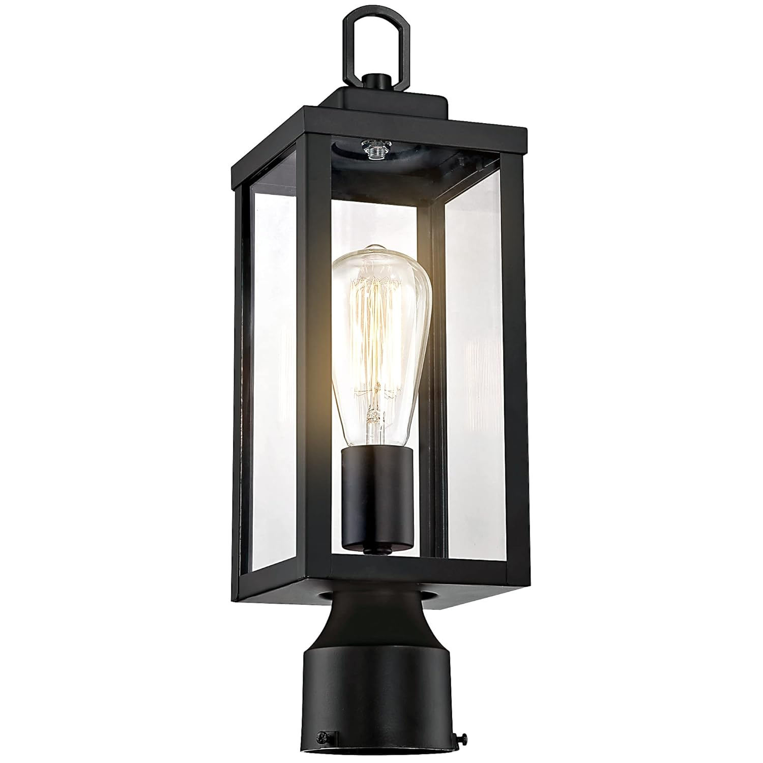 Outdoor Post Lights, Lamp Post Light Fixture with E26 Socket, Waterproof & Anti-Rust Modern Pillar Outside Lighting, Matte Black Lamp for Walkway, Driveway, Carriage, Patio, Porch, Front House
