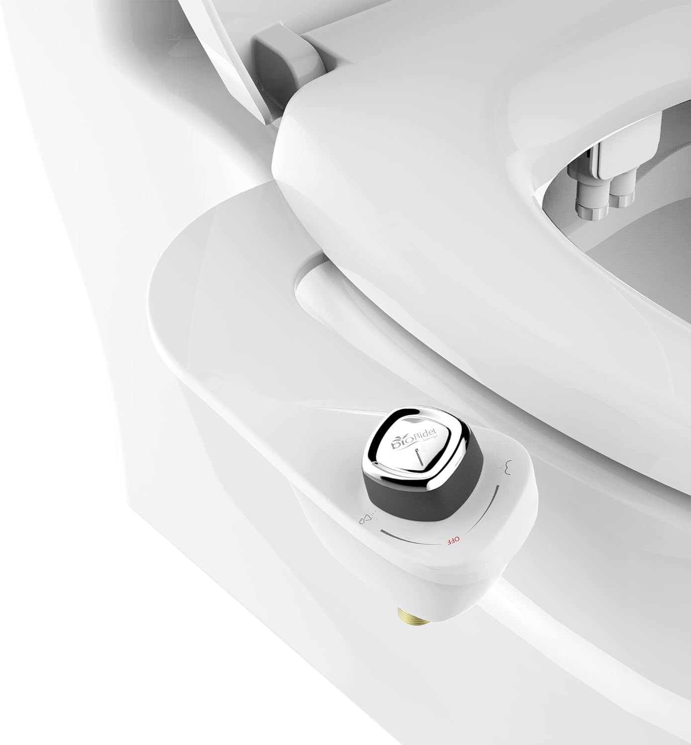 Bio Bidet by Bemis SlimEdge Dual Nozzle Bidet Attachment with Bemis Elongated Toilet Seat, Fresh Water Spray, Non Electric, Easy to Install, Brass Inlet and Internal Valve