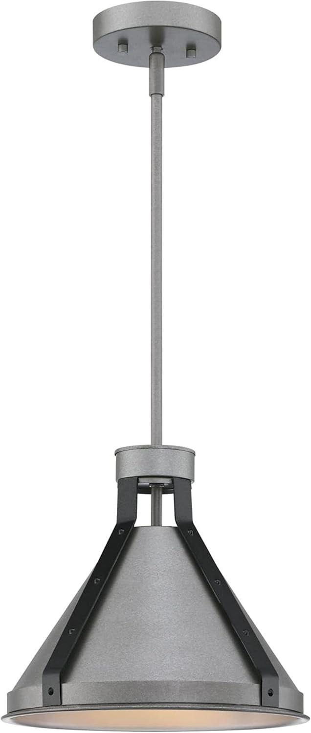 Westinghouse 6128400 Pennsauken Vintage-Style One Light Indoor Pendant, Industrial Steel Finish with Iron Accents