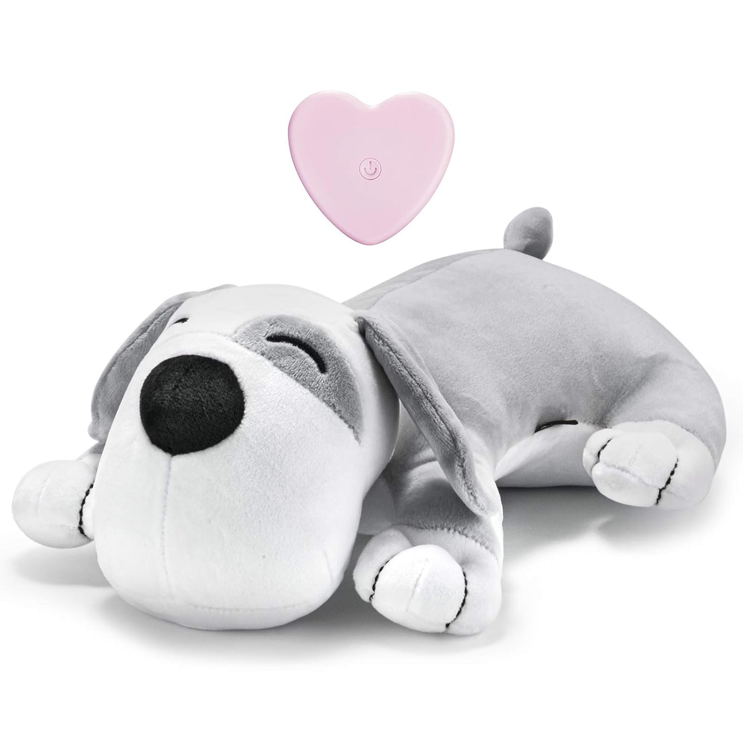 Heartbeat Dog Toy Puppy Toy Dog Anxiety Toy to Separate Relief for Pet Cuddle Soother Comfort Calming Create Training Sleep Aid Behavioral Aid Heartbeat Stuffed Animal, Grey