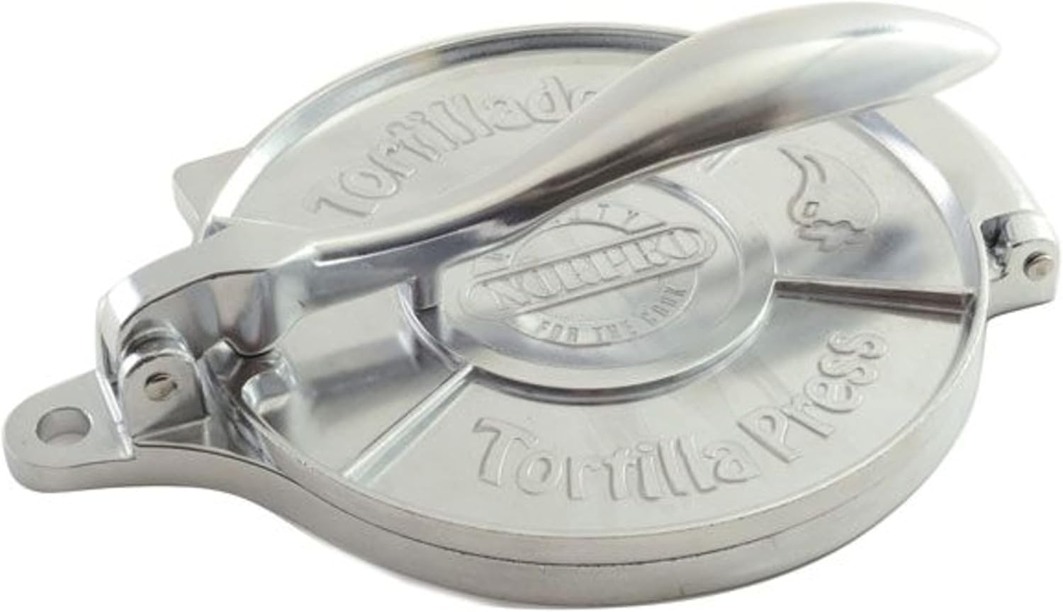 Norpro 8 Inch Round Cast Aluminum Tortilla Masa Dough Press Flattener, Silver
