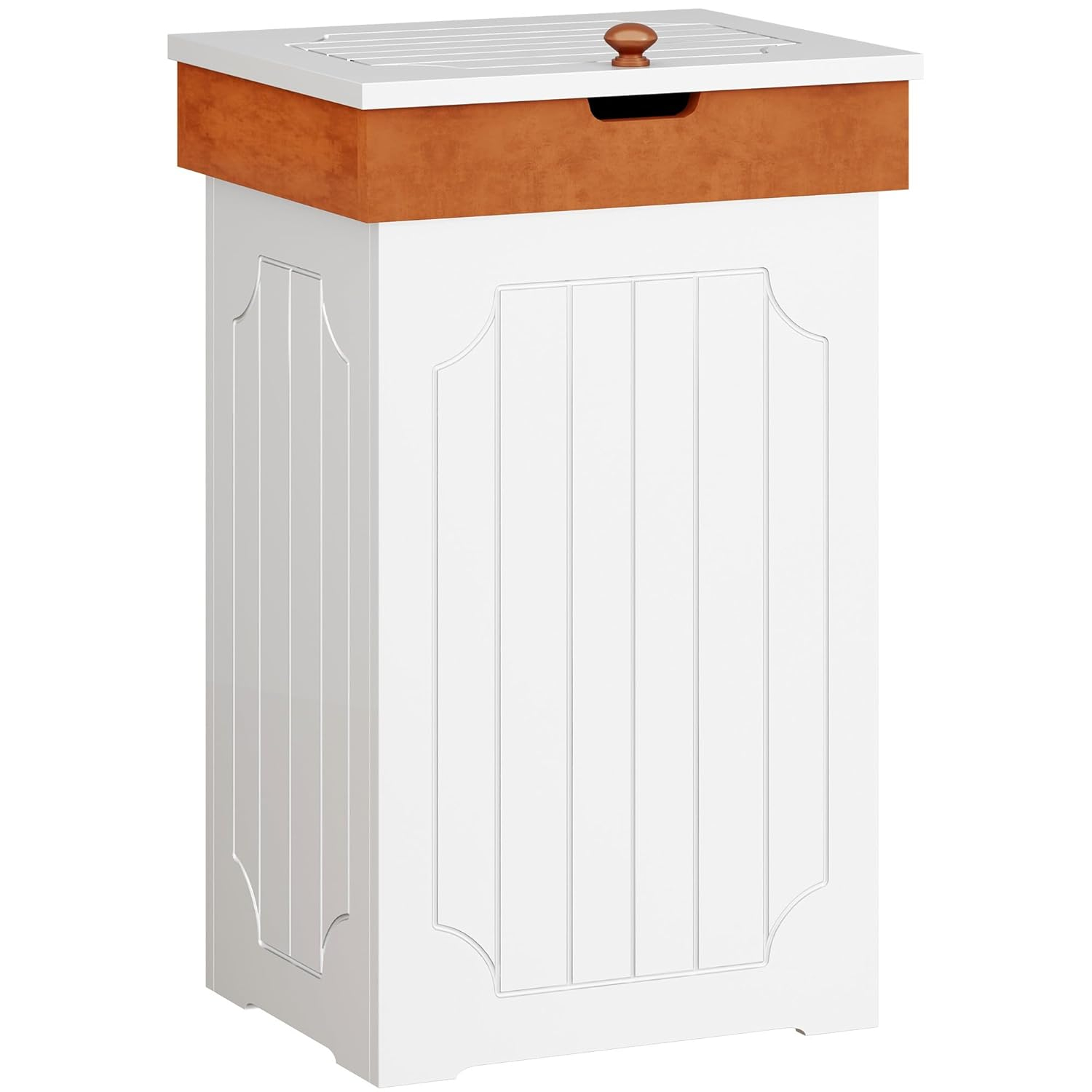 Function Home Trash Can Cabinet, 13 Gallon Kitchen Garbage Can, Wooden Recycling Trash Bin, Dog Proof Trash Can, Trash Cabinet with Lid for Home Kitchen Bathroom, White