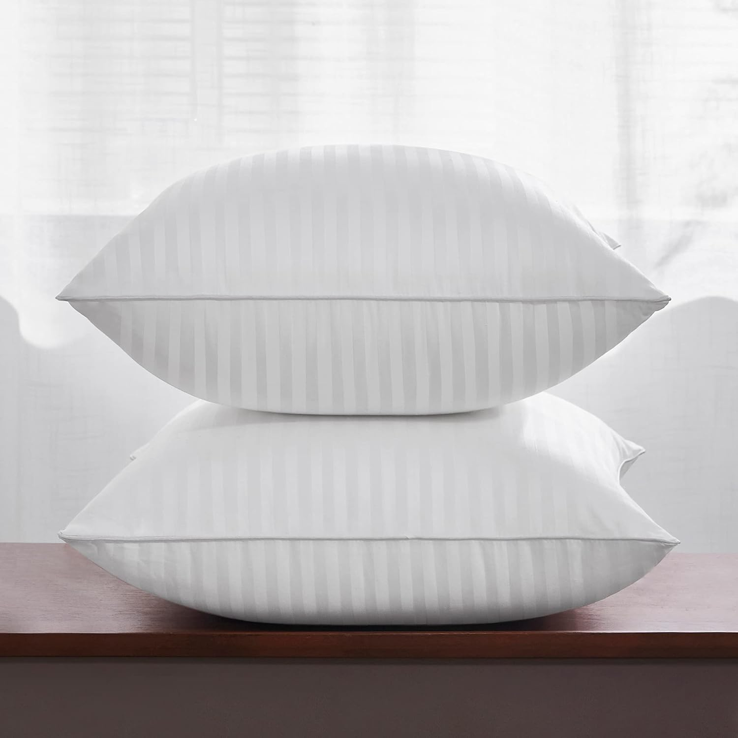 Oubonun 24 x 24 Throw Pillow Inserts, Firm and Fluffy Decorative Square Pillows for Couch Bed Sofa with Soft Cotton Cover White Cushion with Down Alternative Pack of 2