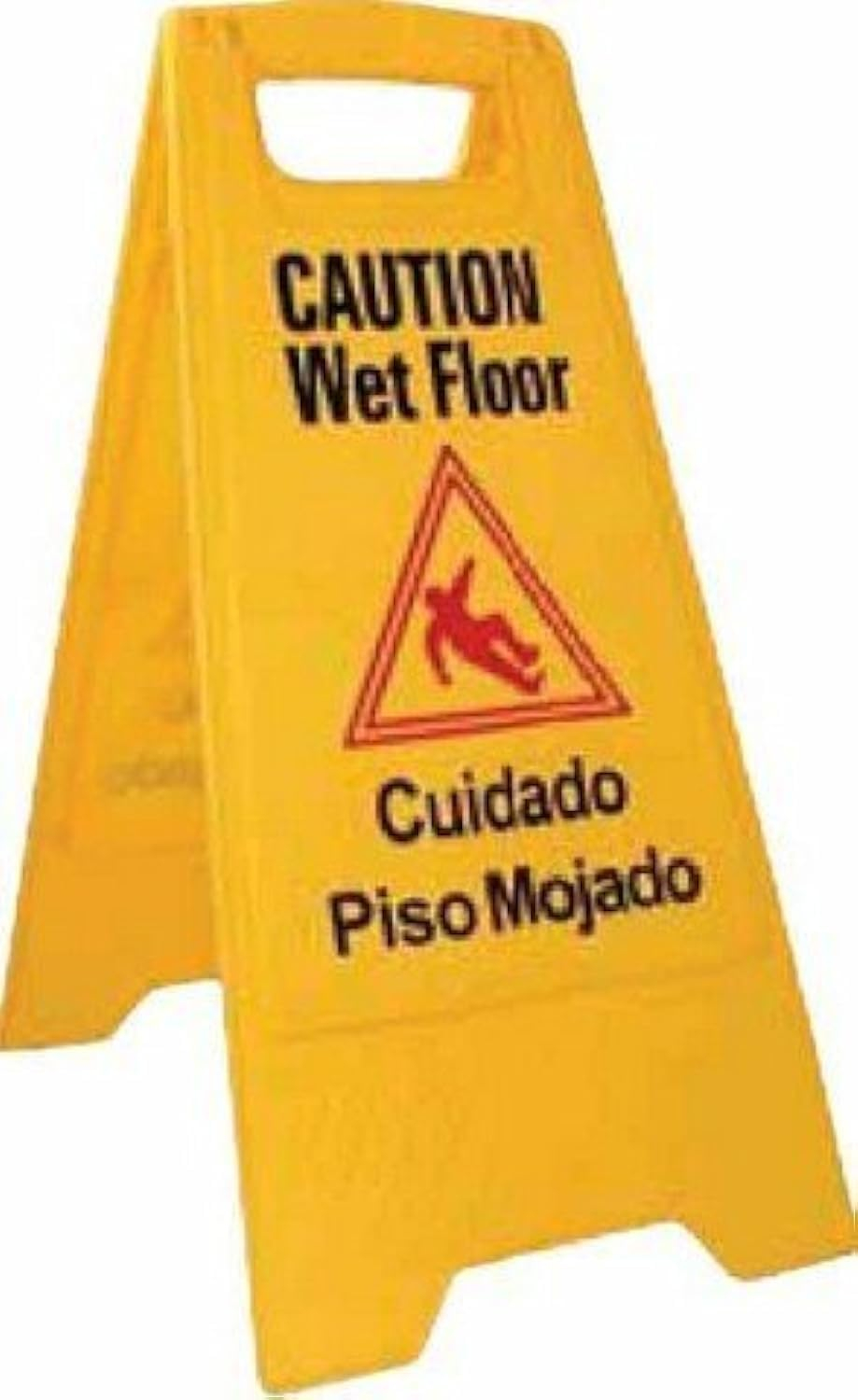 Yellow and Black Plastic Wet Floor Safety Sign, 25 Inches