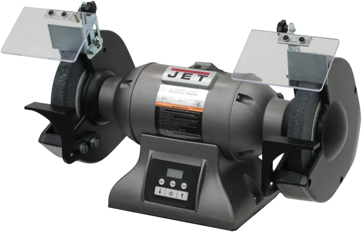 JET 8-Inch Variable Speed Industrial Bench Grinder with Casted Body