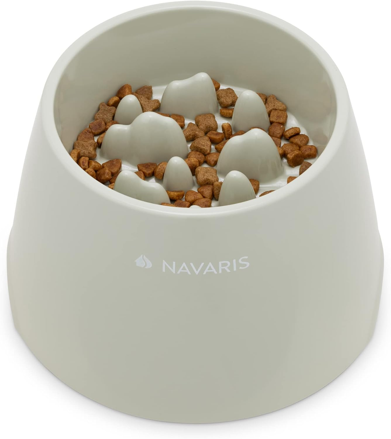 Navaris Elevated Slow Feeder Dog Bowl - Melamine Pet Food Bowl for Dogs and Cats - Raised Cat Feeding Bowl to Slow Down Eating - 7.4" x 7.36" x 4.7"