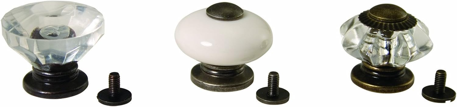 Vintage Style White and Clear Metal Curio Knobs Set