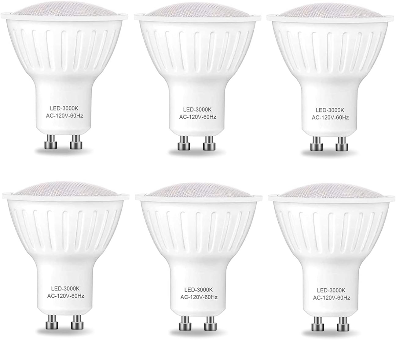 LED GU10 Dimmable Led Replacement for Halogen Bulb - MR16 Shape GU10 Base for Accent, Recessed, Track Lighting, 120°Beam Angle, 3000K Soft Light Gu10 Flood Light Bulb,(6 Pack)