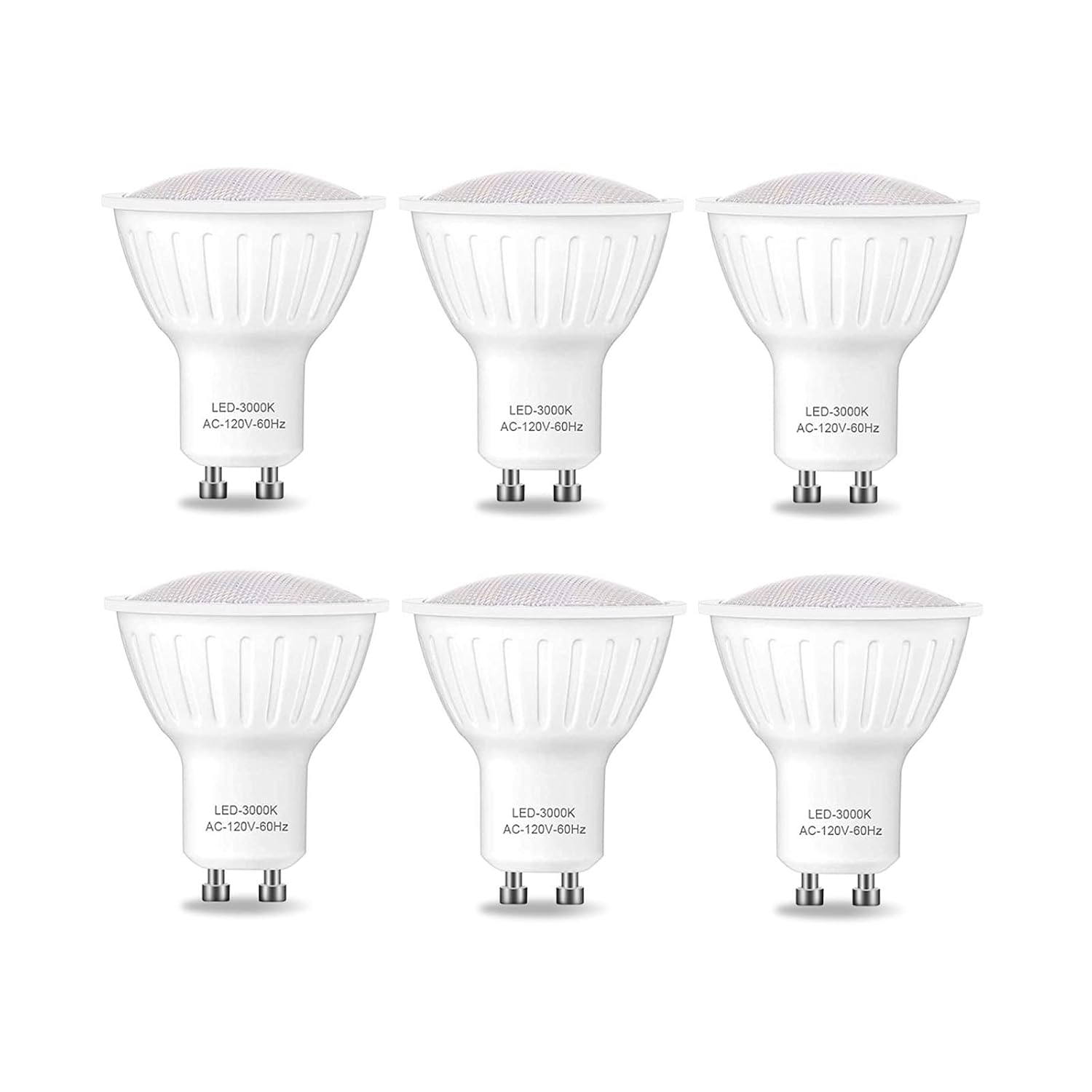LED GU10 Dimmable Led Replacement for Halogen Bulb - MR16 Shape GU10 Base for Accent, Recessed, Track Lighting, 120°Beam Angle, 3000K Soft Light Gu10 Flood Light Bulb,(6 Pack)