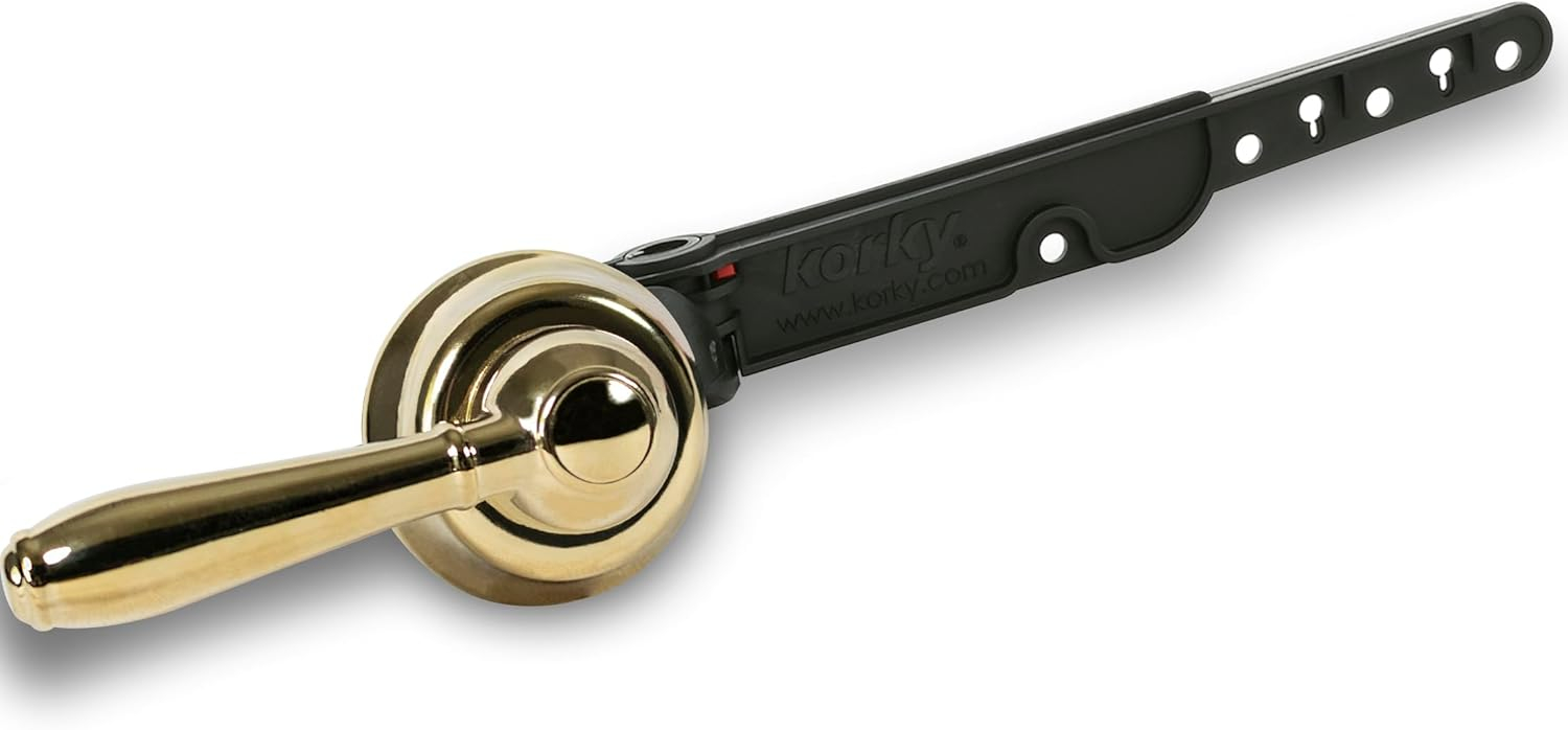 Korky 6021AM StrongARM Metal Tank Lever, Universal to Fit Front Angled Side Left and Right Mount Toilets, Polished Gold