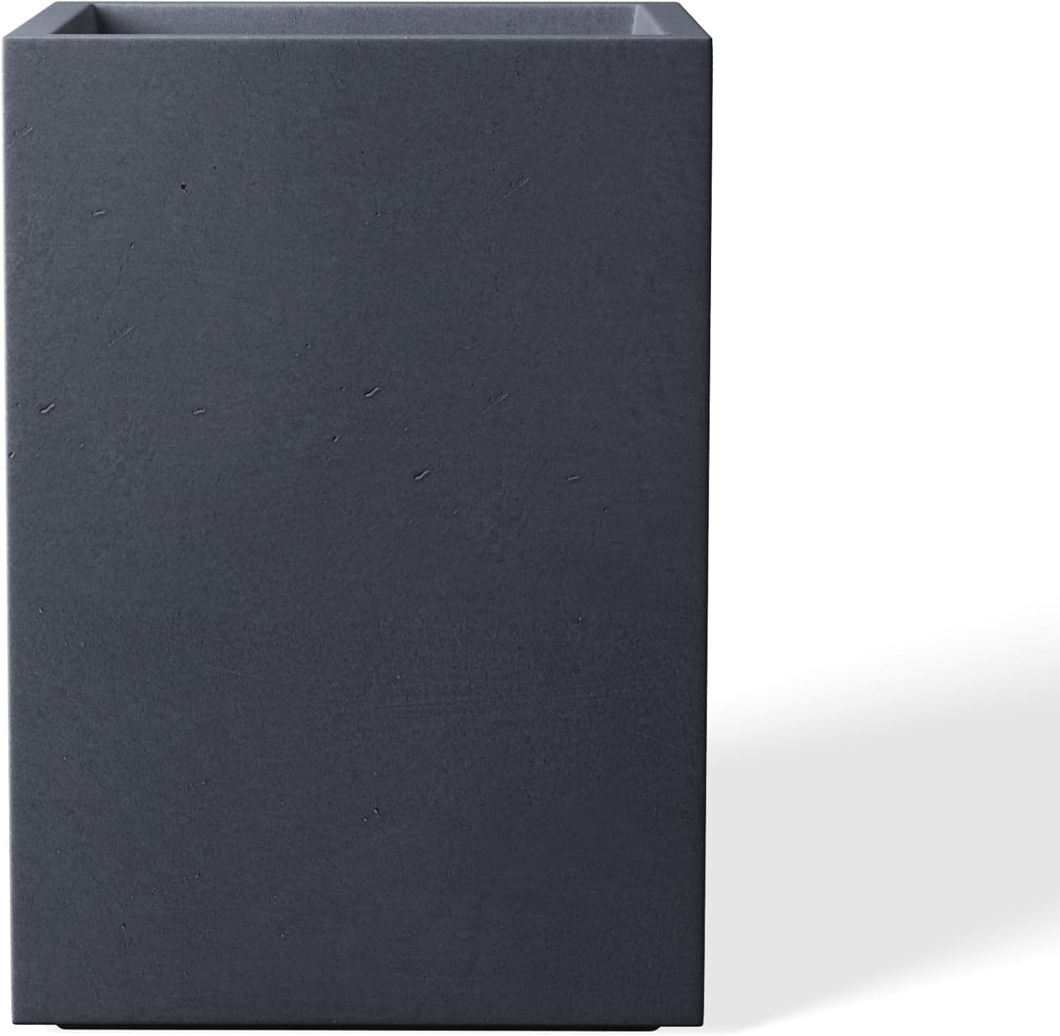 Kante  16"H Charcoal Finish Concrete Tall Square Planter, Outdoor/Indoor Lightweight Planters Pots with Drainage Hole