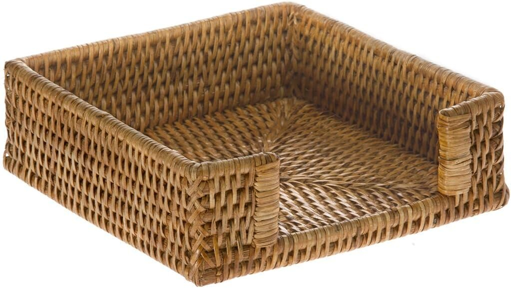 KOUBOO La Jolla Rattan Napkin Holder, 7.5 inches x 7.5 inches x 2.5 inches, Honey Brown