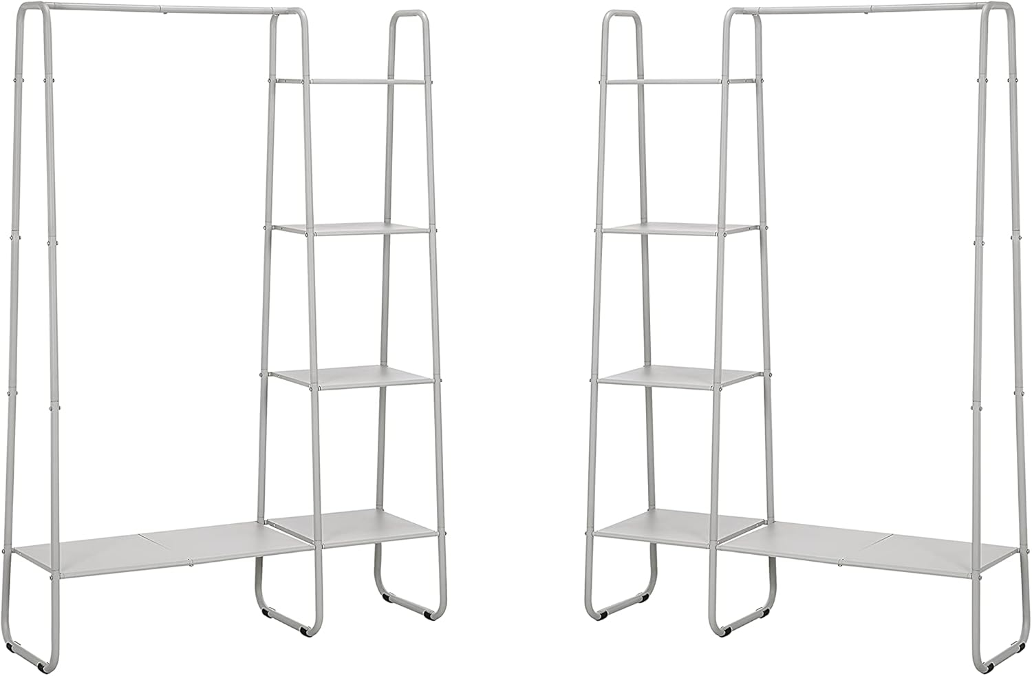 White Metal Freestanding Garment Rack with Shelves