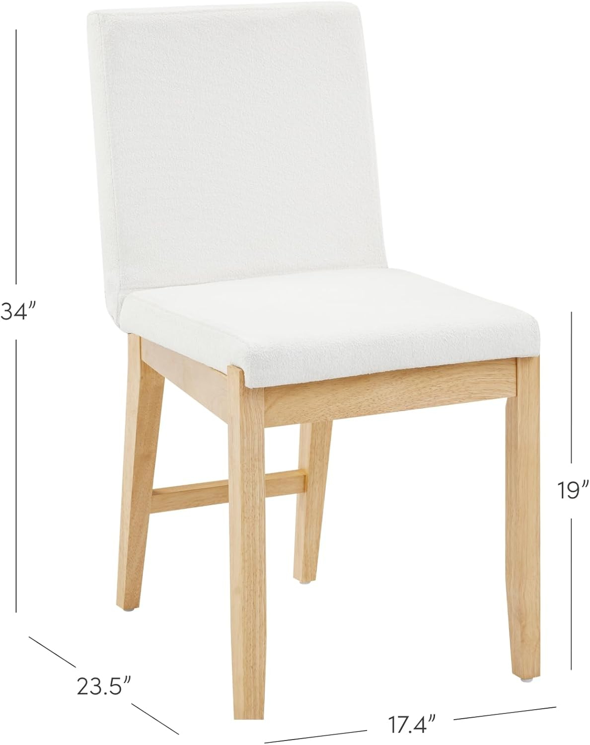 Nathan James Gracie Modern Upholstered Dining Room Chair with Cushion, Boucle Dining Chair with Solid Wood Frame, Cream Boucle/Warm Pine, Set of 4