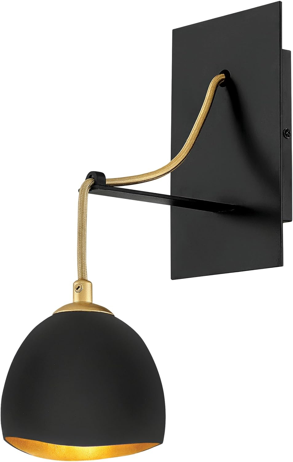 Shell Black and Gold Leaf 1-Light Candelabra Sconce