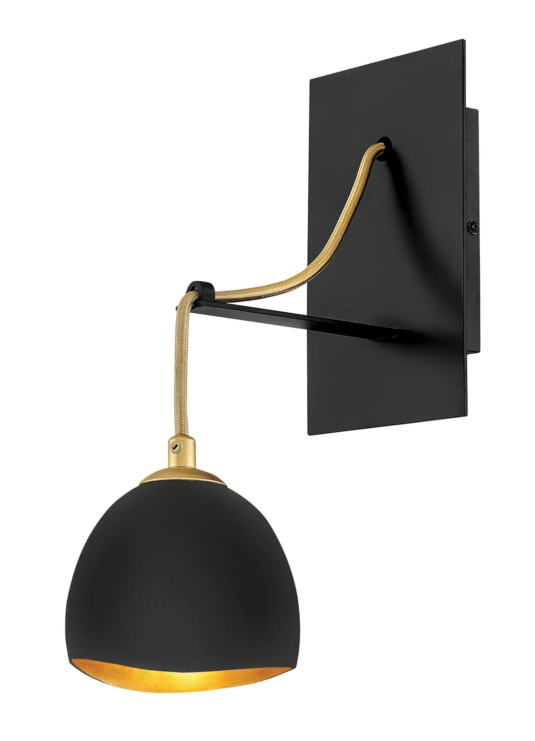 Shell Black and Gold Leaf 1-Light Candelabra Sconce