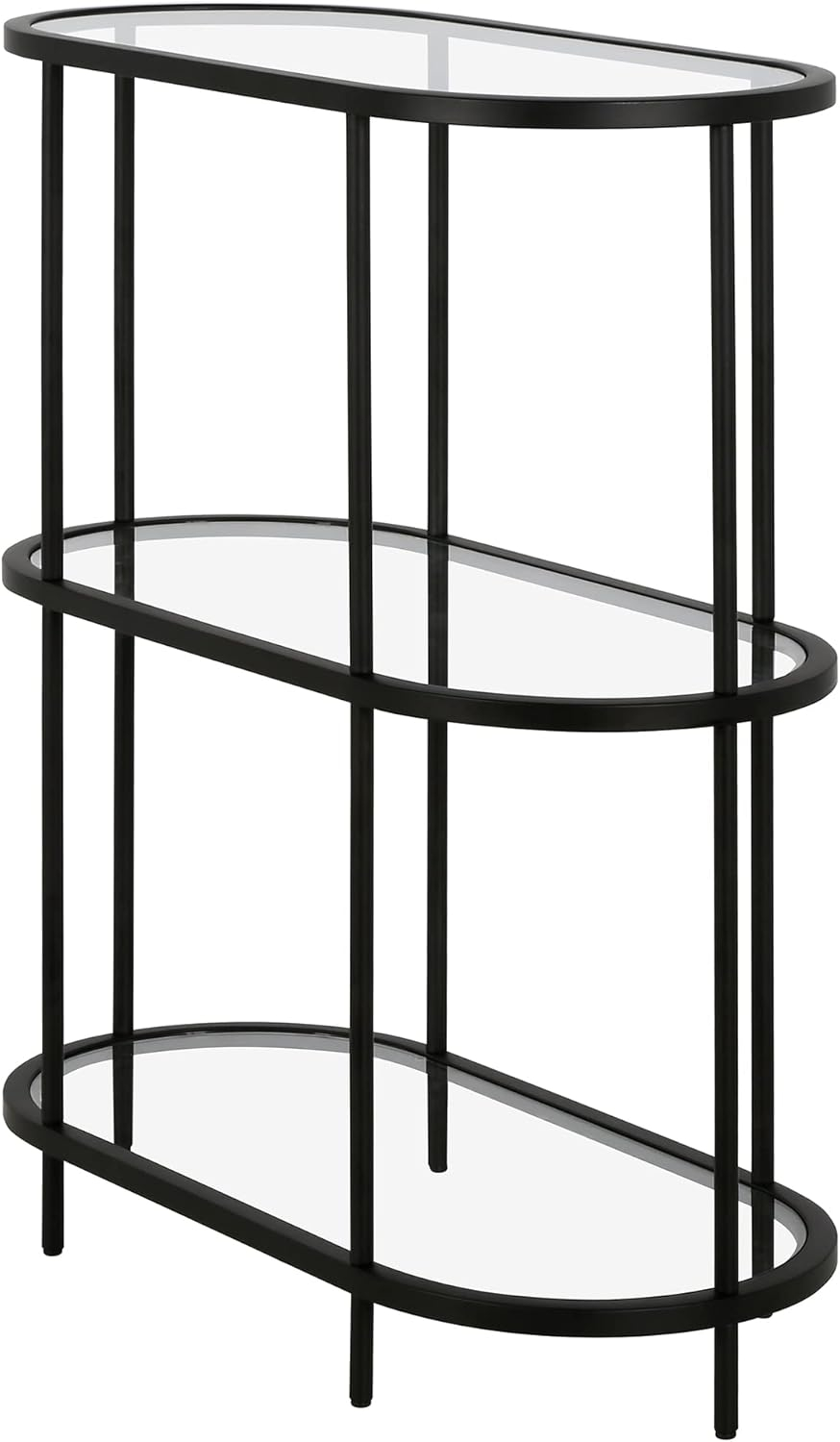 Evelyn&Zoe Leif 30" Wide Oval Bookcase, Blackened Bronze
